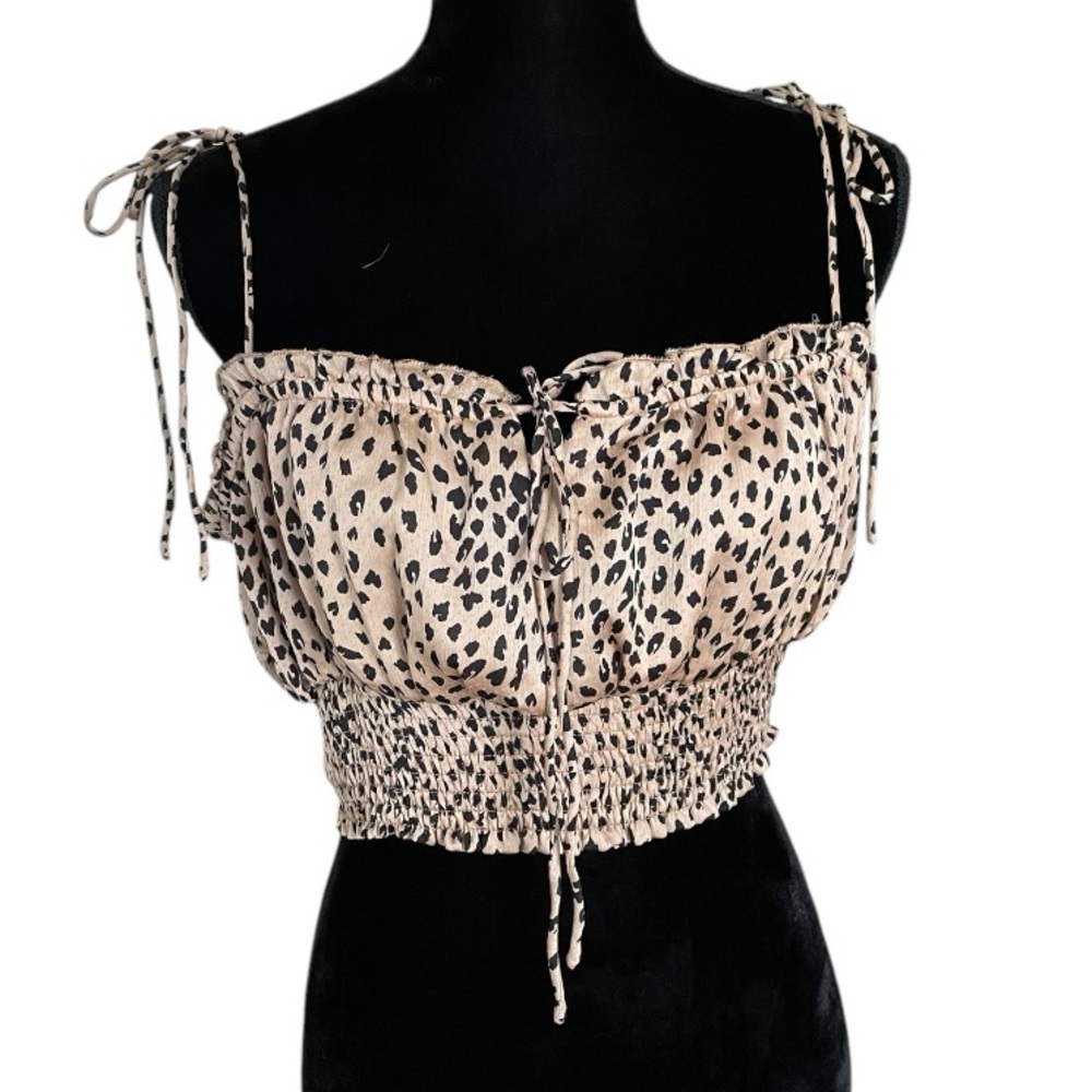 Princess Polly Womens leopard Print Crop String Tie Tank Top bralette beach boho